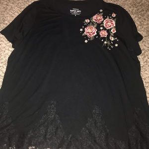 Torrid Floral and Lace Tee Shirt